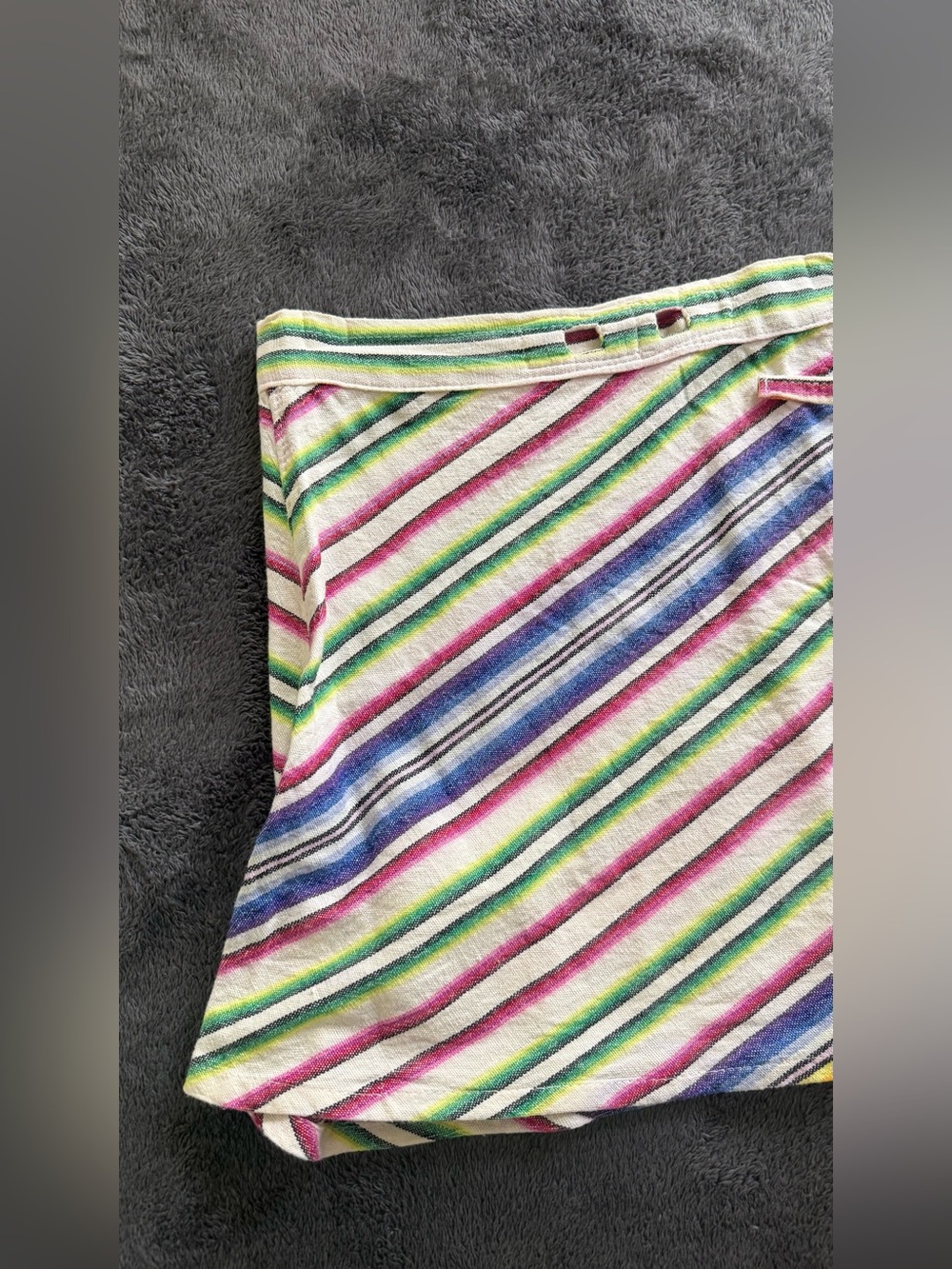 Striped Multicolor Mini Skirt - Rainbow horizontal Stripes.    Loom-woven skirt - Picture 5 of 7